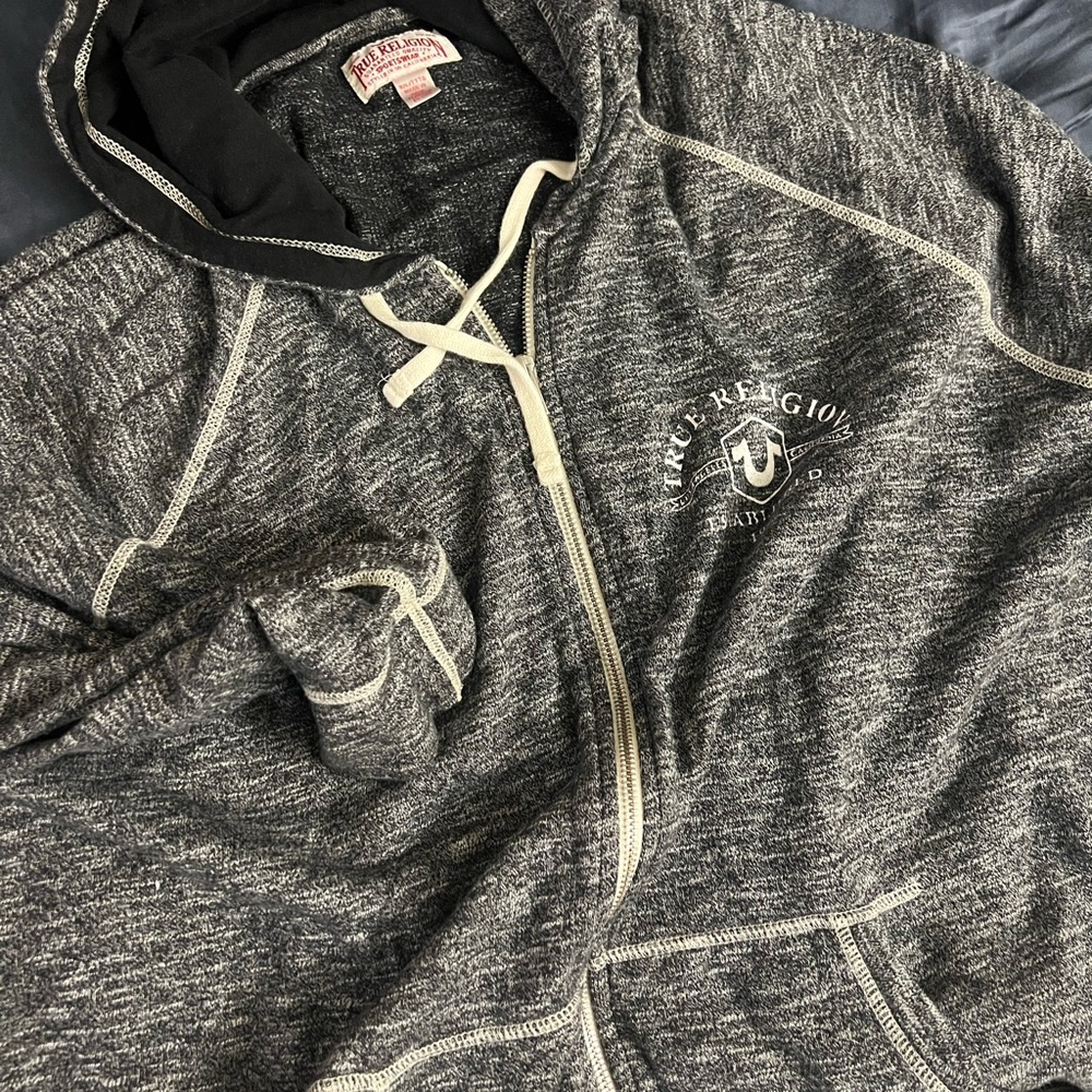 True Religion Gray Zip-Up Hoodie